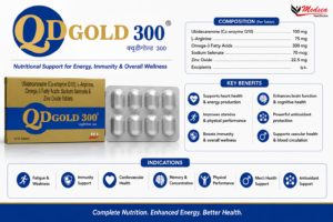 QD Gold 300 tablets by Medsea Healthcare Coenzyme Q10, L-Arginine, Omega-3, Selenium and Zinc nutritional supplement