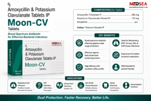 Moon CV 625 mg Amoxicillin and Potassium Clavulanate Tablets by Medsea Healthcare